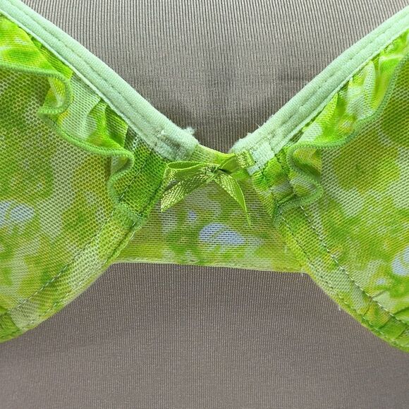 Disney Tinker Bra 38C Push Up Fairy Underwire Lime Green Ruffle - Picture 5 of 13